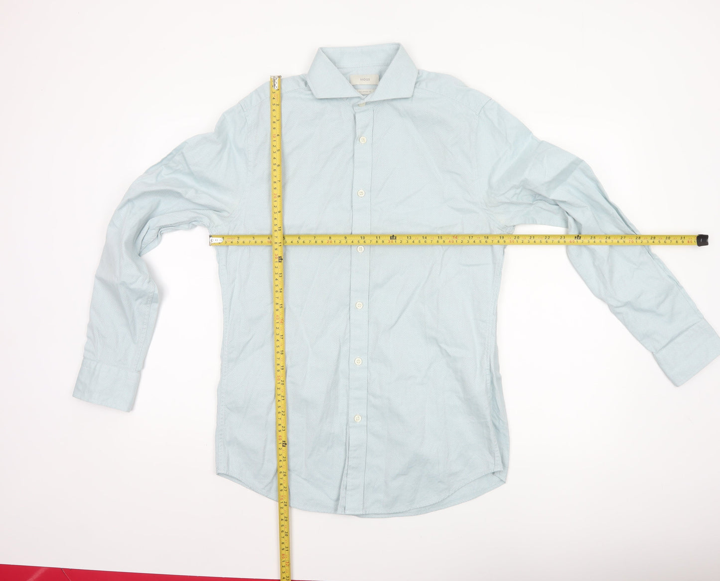 Moss Men’s Blue 15.5 Slim Fit Cotton Long Sleeve Formal Shirt