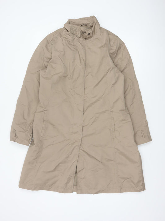 Viyella Women Beige UK 12 Long Zip Collared Coat Classic