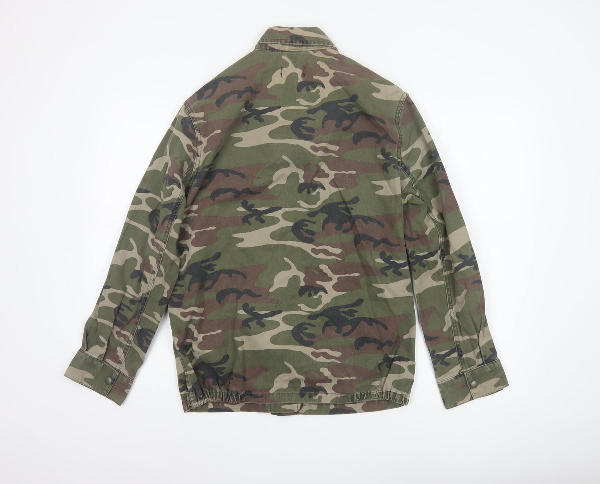 Topshop Women Green UK 8 Camouflage Cotton Military Jacket