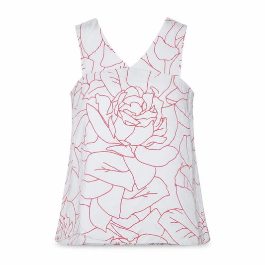 Jigsaw Women Grey Pink Floral V-Neck Sleeveless Viscose Blouse UK 14