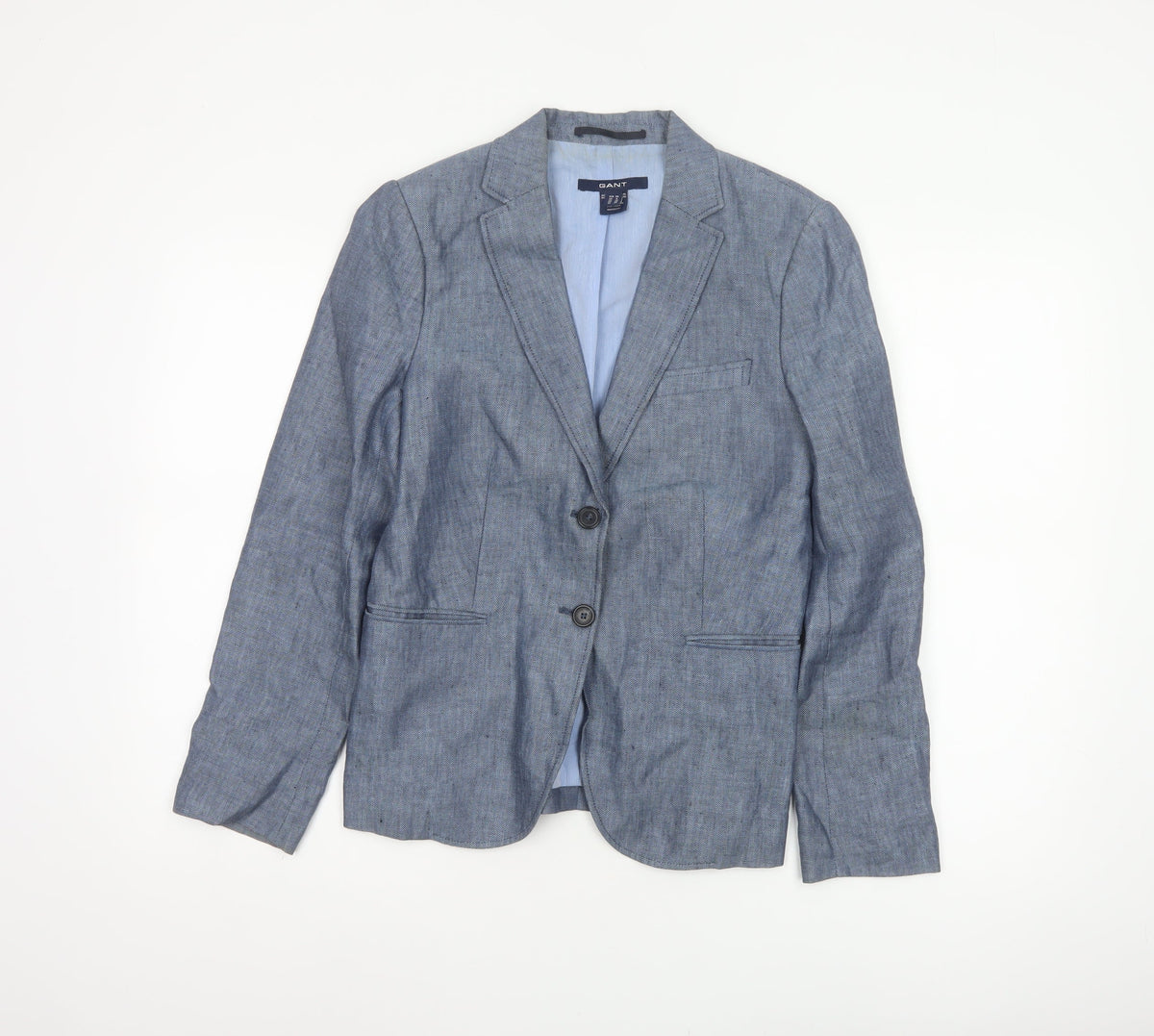 Additional front view of GANT Women’s Blue UK 10 Linen Herringbone Tailored Blazer