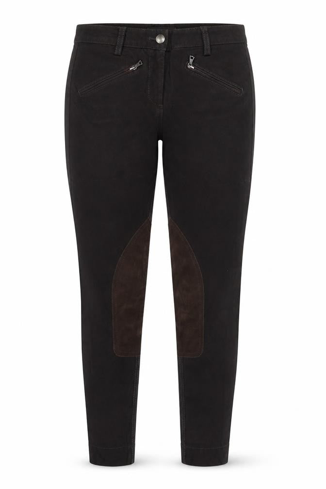 Front view of Cambio Women Brown UK 8 Rachel Skinny Stretch Jeans Zip Pockets