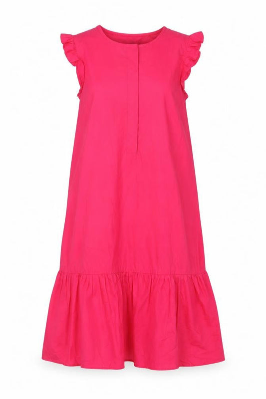 Marks & Spencer Women Pink UK 6 Long Shift Dress Ruffle Cap Sleeve