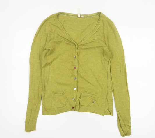 White Stuff Women’s Green Size 10 V-Neck Button Knit Cardigan Pockets