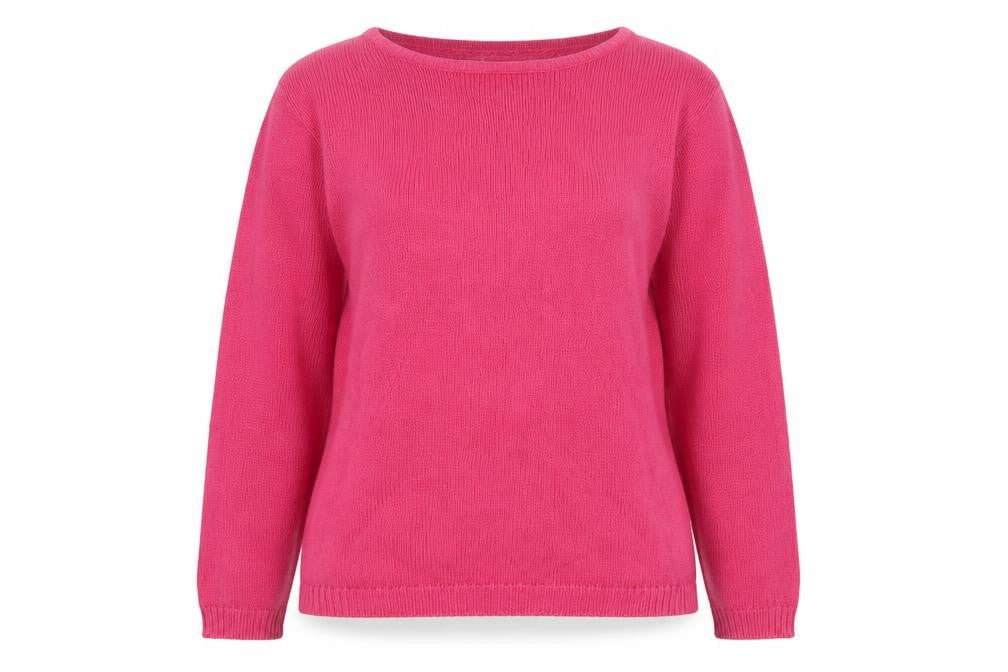 EWM Women Pink UK 10-12 Cotton Crew Neck Raglan Sleeve Jumper
