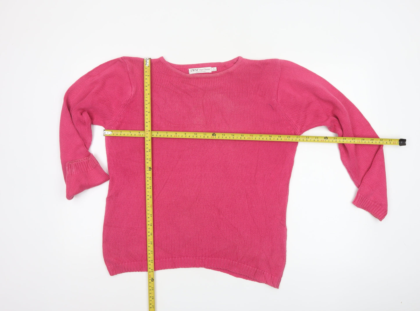 EWM Women Pink UK 10-12 Cotton Crew Neck Raglan Sleeve Jumper