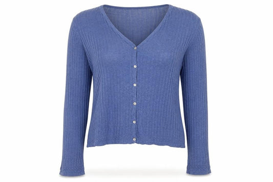 Monsoon Women Blue V-Neck Button Knit Cardigan UK 14 Cotton Viscose