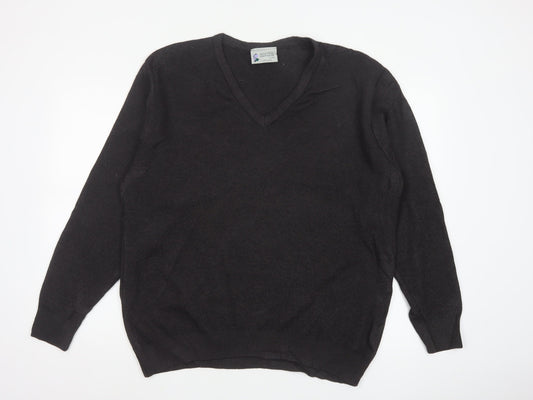 Balmoral Knitwear Men’s Black 2XL V-Neck Wool Blend Pullover Jumper