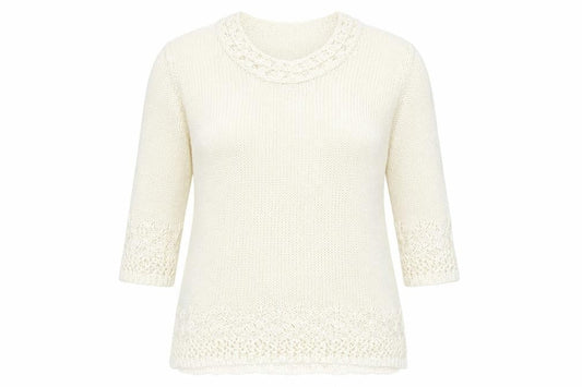 Per Una Women Ivory L Long Sleeve Knit Tunic Jumper Scoop Neck