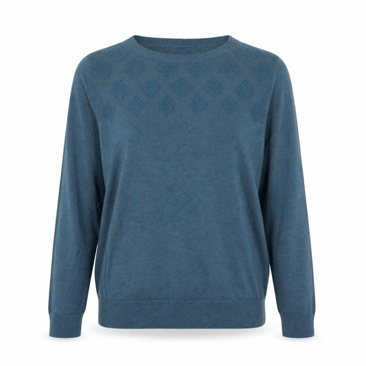 Hobbs NW3 Women’s Blue S Modal Cotton Argyle Knit Crew Neck Jumper