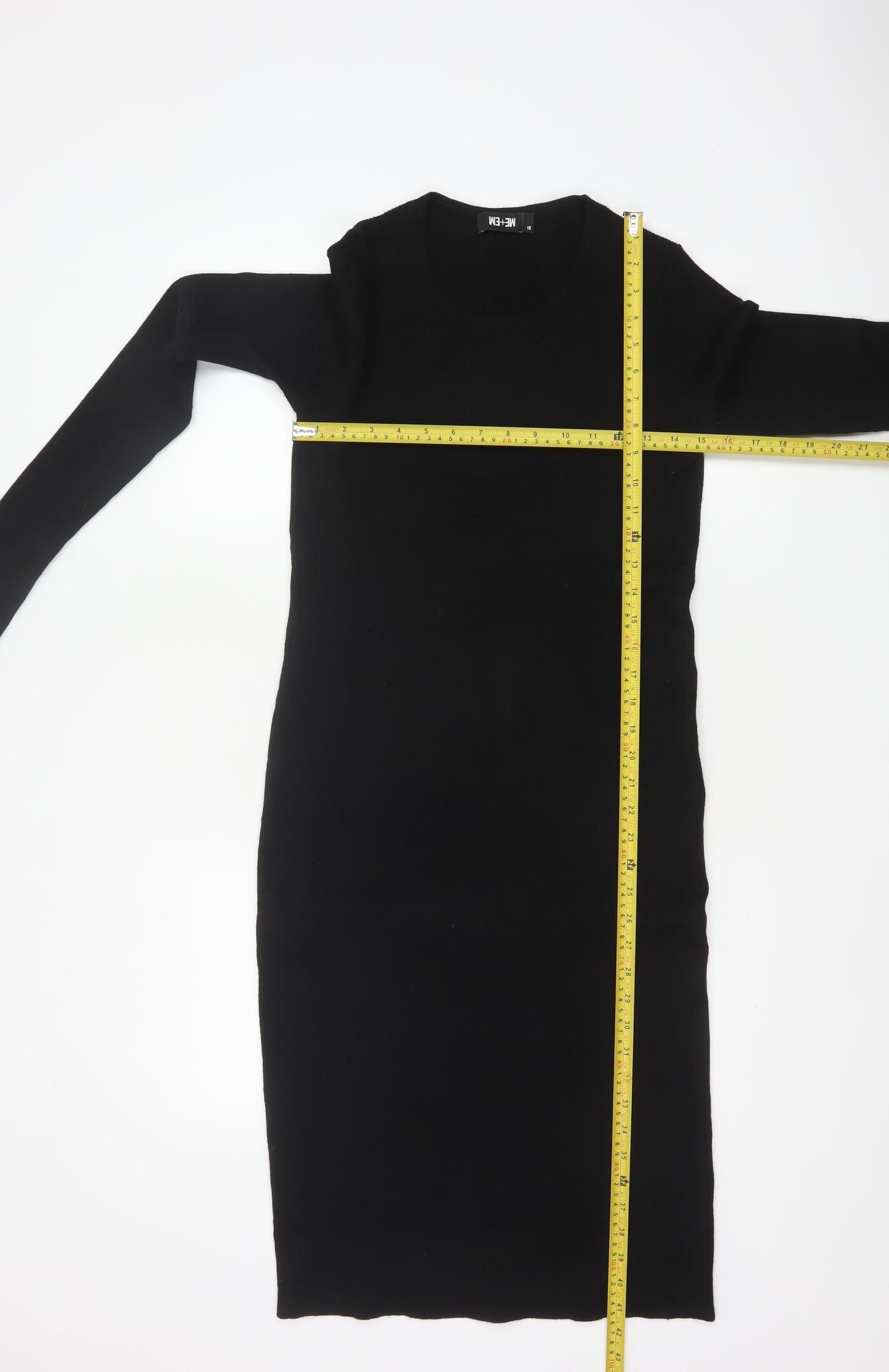 ME+EM Women Black Size 10 Merino Wool Long Sleeve Jumper Dress