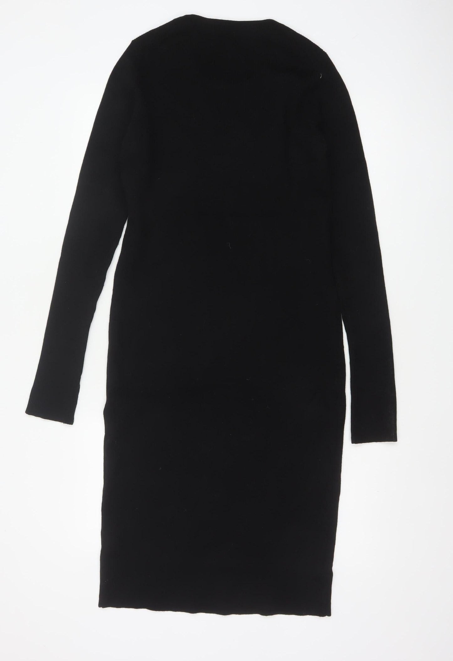 ME+EM Women Black Size 10 Merino Wool Long Sleeve Jumper Dress