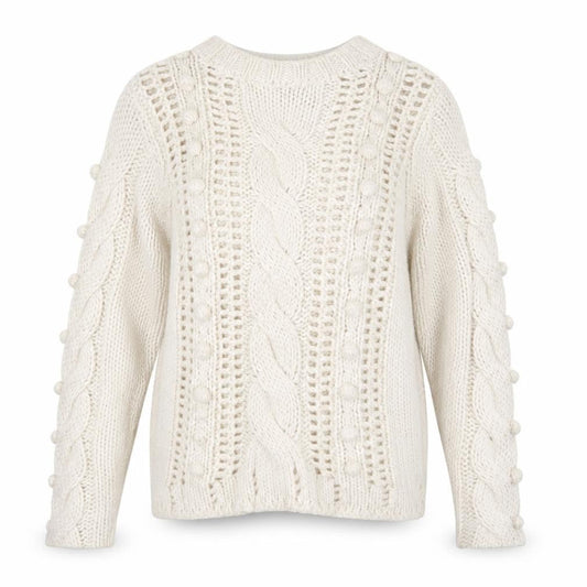 Front view of Falmer Heritage Women's Ivory, size 12, Cable Knit Bobble Jumper