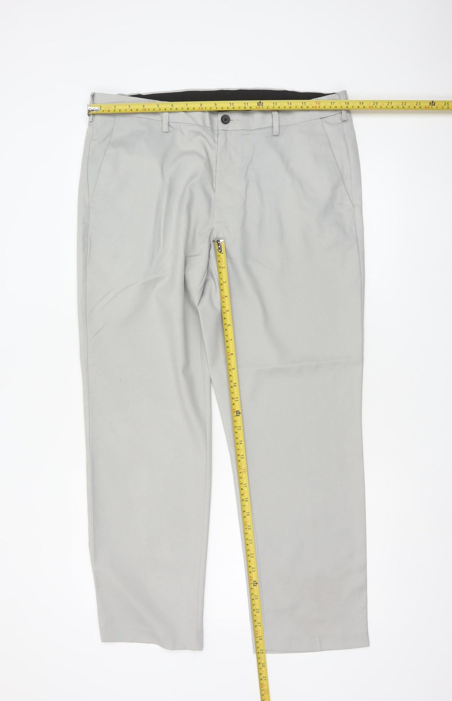 Marks and Spencer Men's Grey 36 Short Regular Fit Dress Trousers