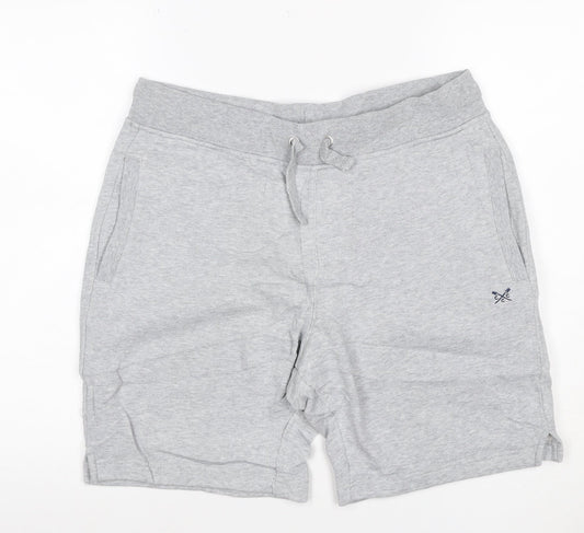 Crew Clothing Company Men’s Grey L Sweat Shorts Drawstring Logo Pockets