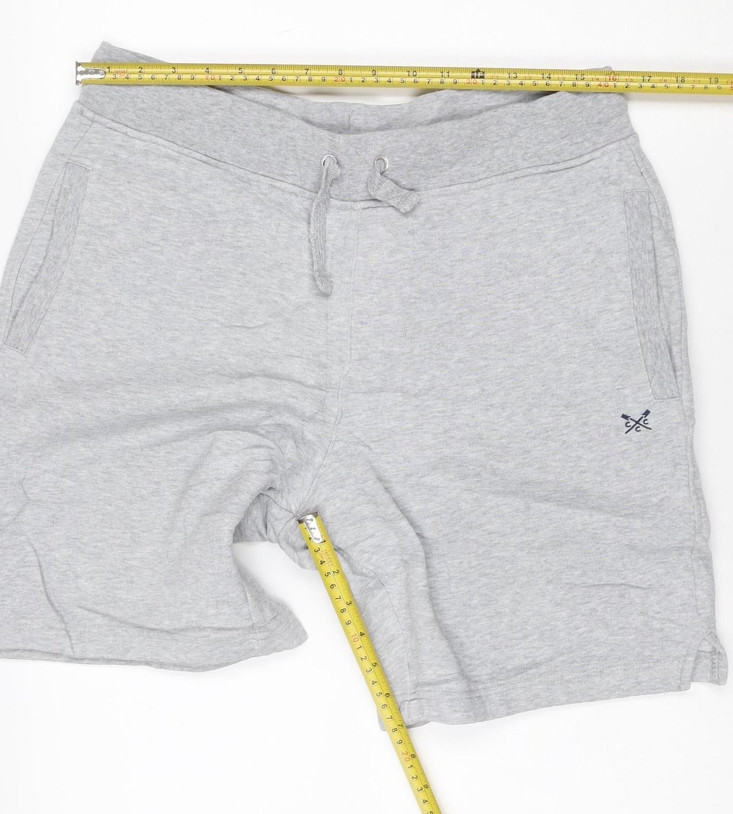 Crew Clothing Company Men’s Grey L Sweat Shorts Drawstring Logo Pockets