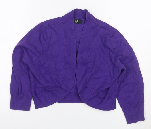 Wallis Women Purple M Open Front Knit Cotton Cardigan Long Sleeve