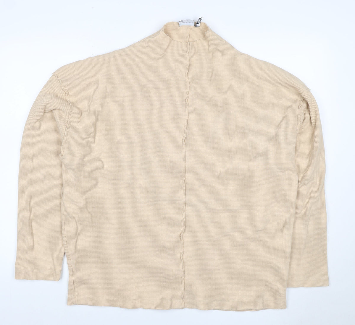 Additional front view of ASOS Men’s Beige XL Waffle Knit Mock Neck Pullover Sweatshirt