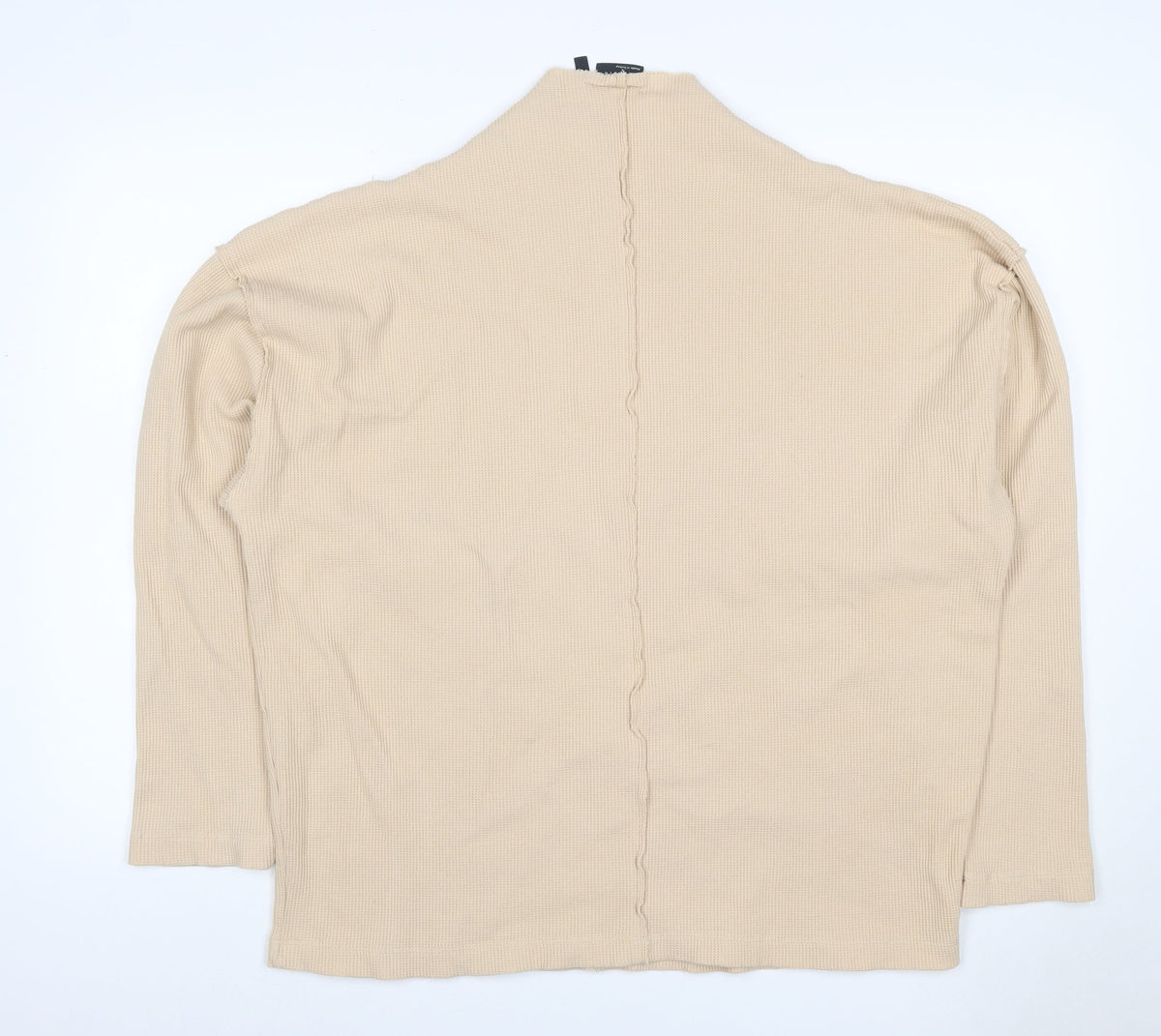Back view of ASOS Men’s Beige XL Waffle Knit Mock Neck Pullover Sweatshirt