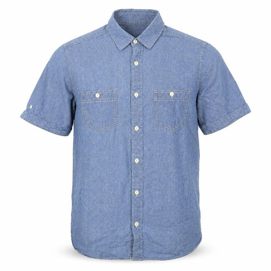 Stone Bay Men’s Blue M Cotton Chambray Short Sleeve Button-Up Shirt