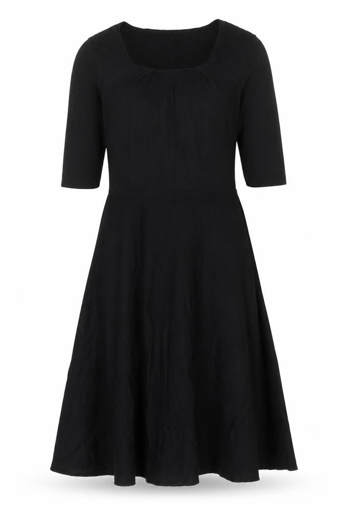 Per Una Women Black Size 16 Fit & Flare Knit Long Sleeve Knee Dress