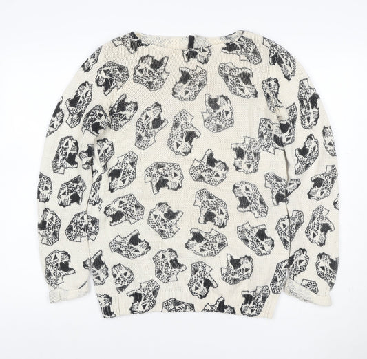 Custo Barcelona Women’s Ivory Black Skull Knit Jumper Size S