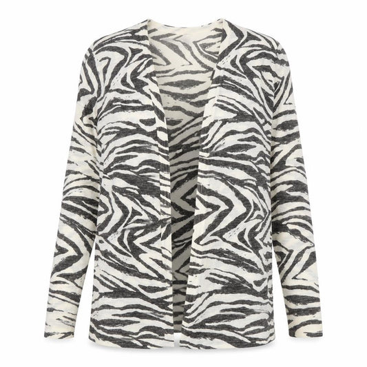 Next Women’s Ivory Zebra Print Open Cardigan UK 10 Linen Cotton