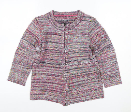 Marks and Spencer Women Multicoloured UK 8 Chunky Knit Zip Cardigan