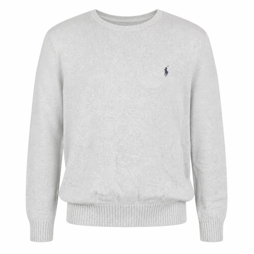 Polo Ralph Lauren Men's Grey Small Cotton Logo Crew Neck Jumper