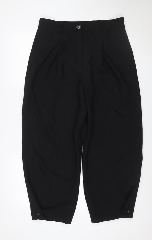 Zara Women Black L Tailored Capri Cropped Stretch Trousers