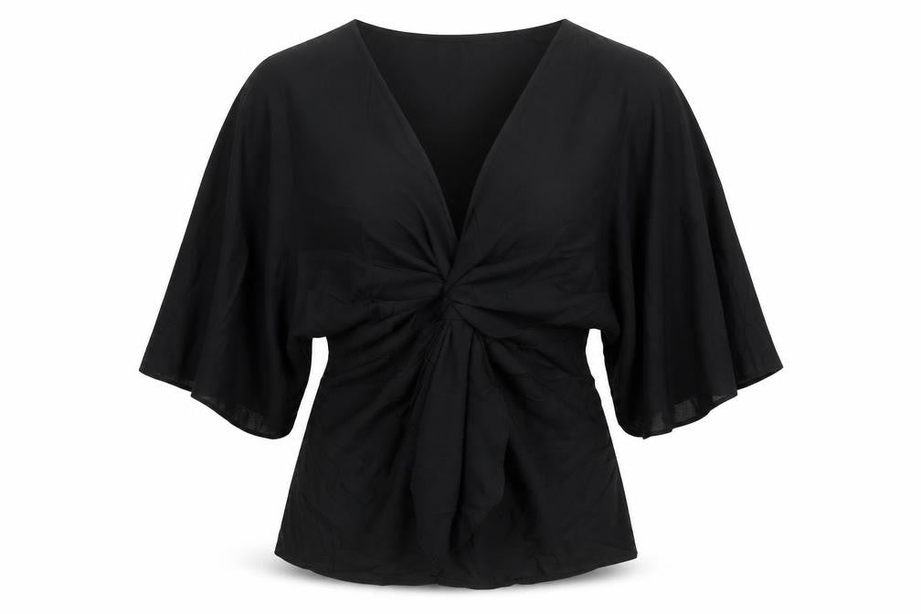 Girl In Mind Women’s Black UK 14 Wrap V-Neck Kimono Sleeve Blouse