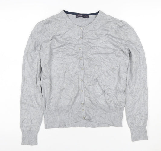 Marks and Spencer Women Grey UK 14 Button Knit Puff Sleeve Cardigan