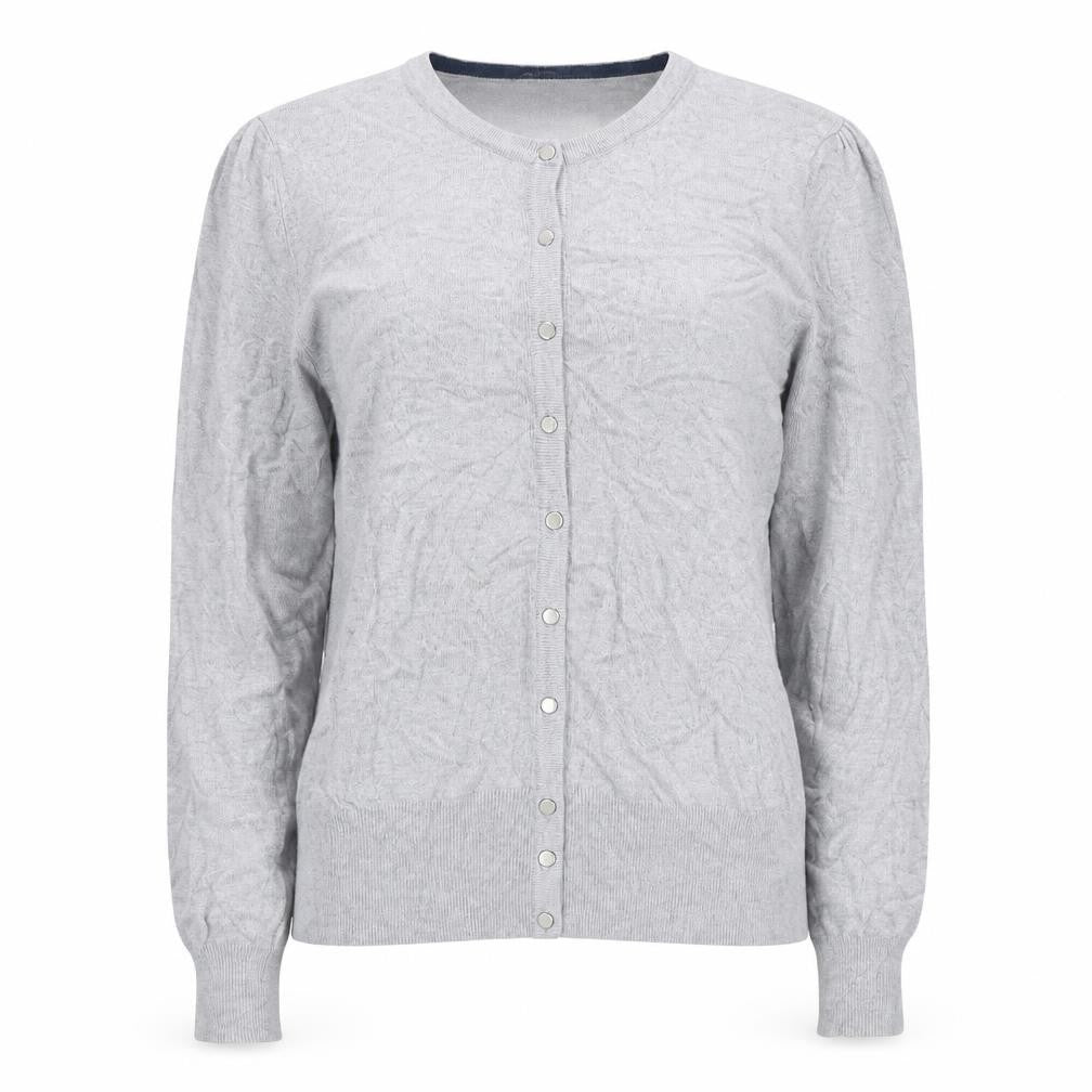 Marks & Spencer Women Grey UK 14 Button Knit Puff Sleeve Cardigan