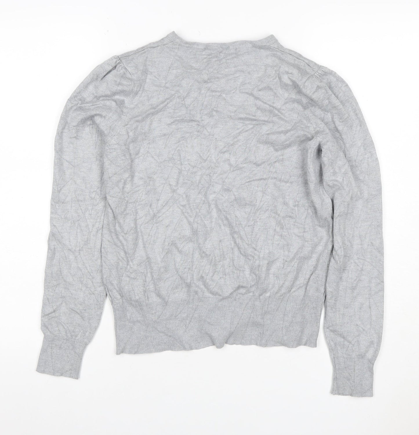 Marks and Spencer Women Grey UK 14 Button Knit Puff Sleeve Cardigan