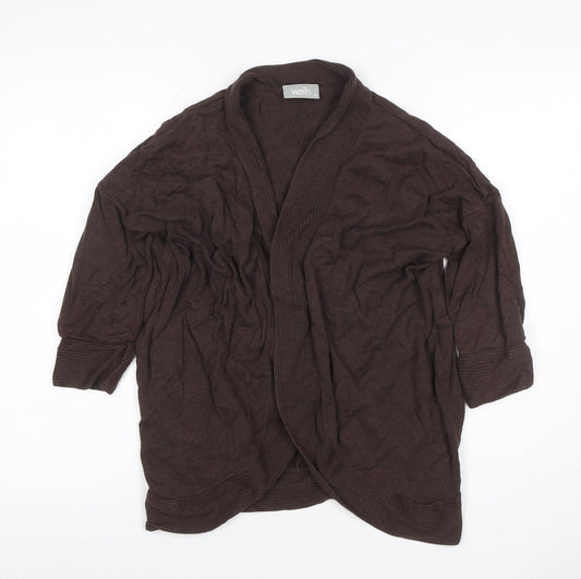 Wallis Women’s Brown M Open Knit 3/4 Sleeve Cardigan