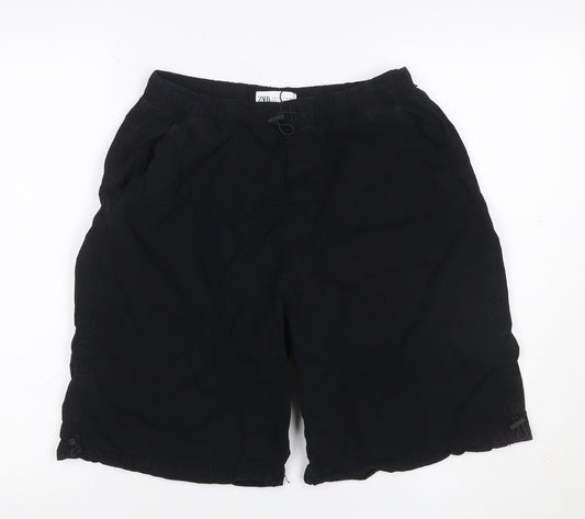Zara Men’s Black Cotton Drawstring Relaxed Shorts Size S