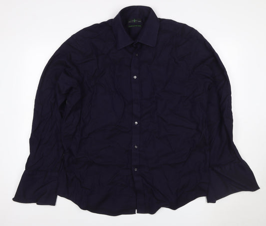 Jasper Conran Men’s Blue 17.5 Cotton Long Sleeve Button-Up Shirt