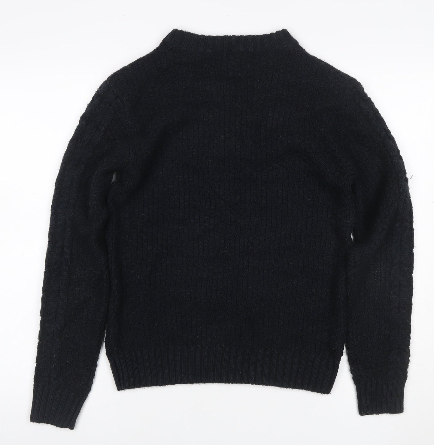River Island Women's Black S Cable-Knit High Neck Jumper