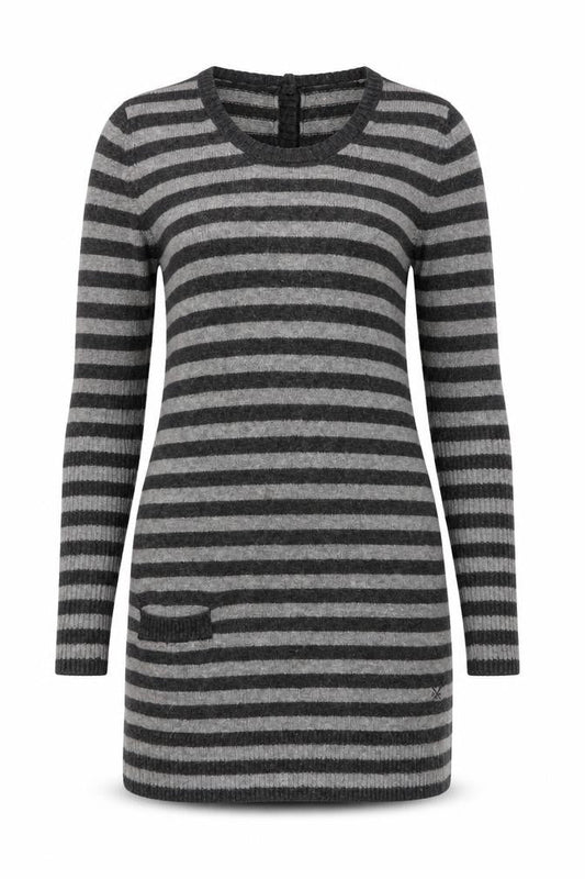 Crew Clothing Women Grey Stripe Size 10 Cowl Neck Jumper Dress