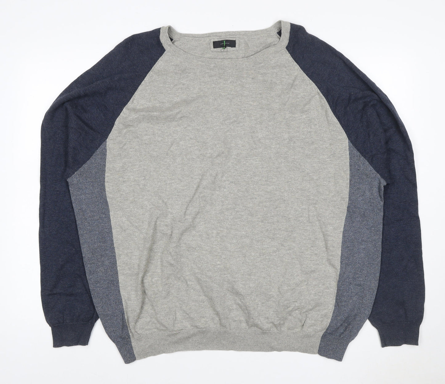 Jasper Conran Men’s Grey & Blue Cotton Knit Pullover Jumper 2XL