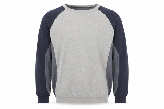 Jasper Conran Men’s Grey & Blue Cotton Knit Pullover Jumper 2XL