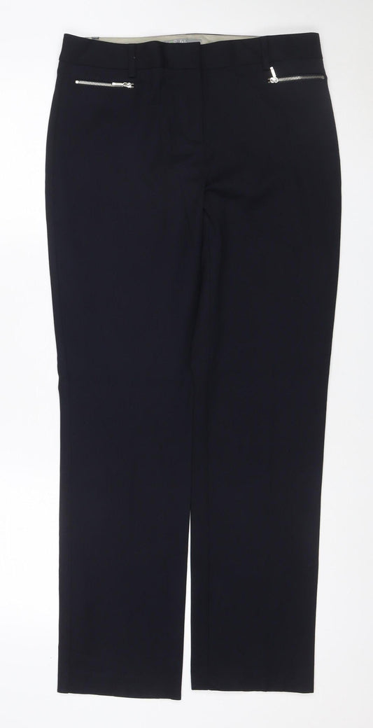 Marks & Spencer Women’s Navy Size 12 Straight Leg Zip Pocket Trousers