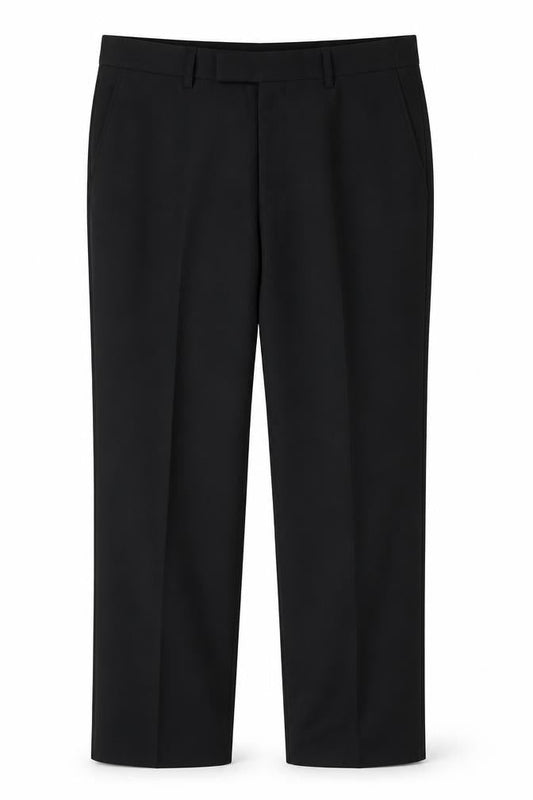 Marks & Spencer Men Black 36 33 Flat Front Straight Dress Trousers