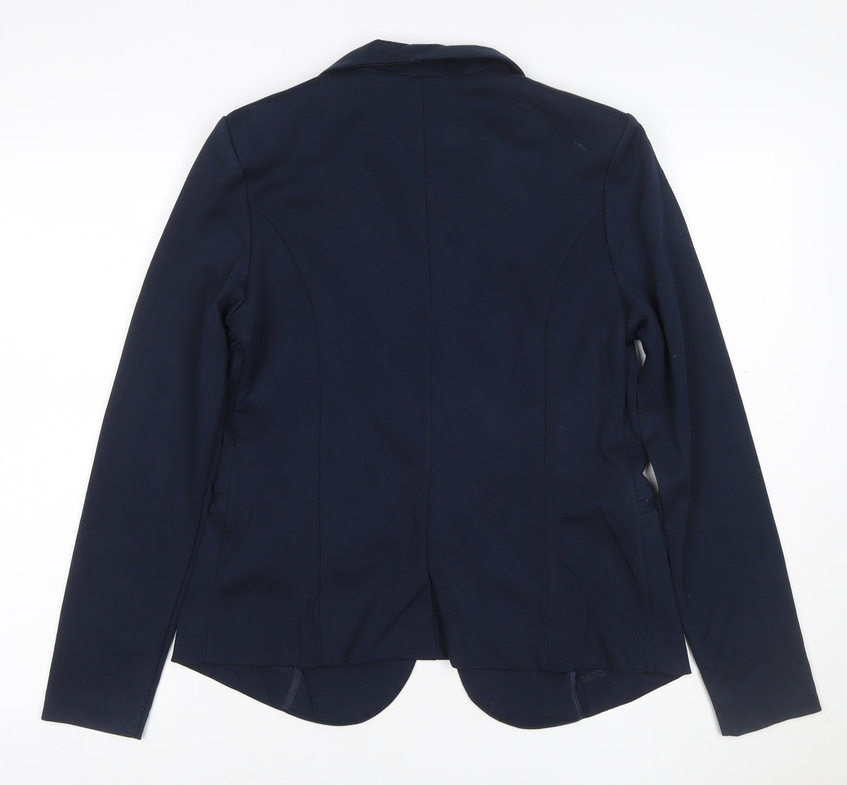 Back view of ICHI Women Blue L Single-Breasted Stretch Blazer Business Jacket