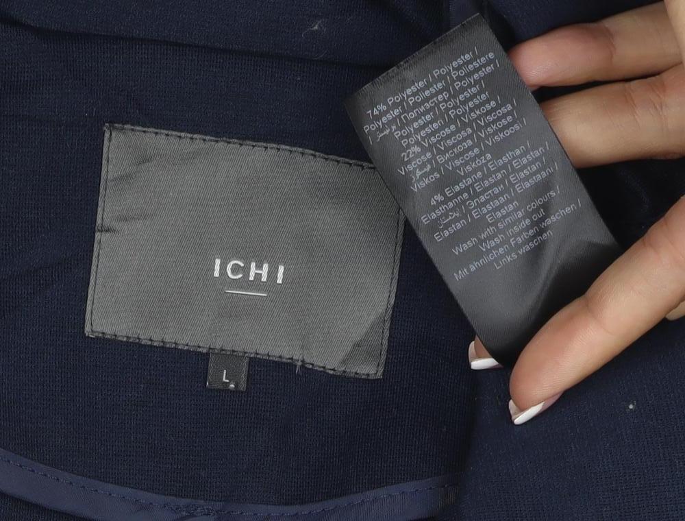 Brand and care label for ICHI Women Blue L Single-Breasted Stretch Blazer Business Jacket