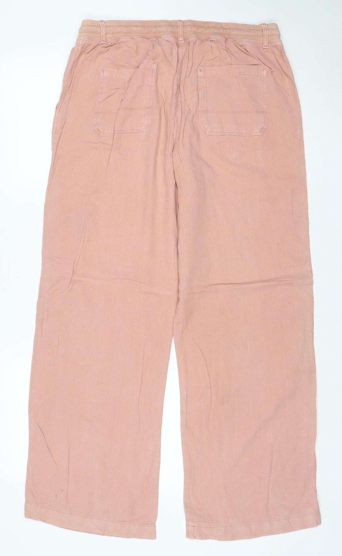 Marks & Spencer Women's Pink UK 14 Drawstring Wide-Leg Trousers
