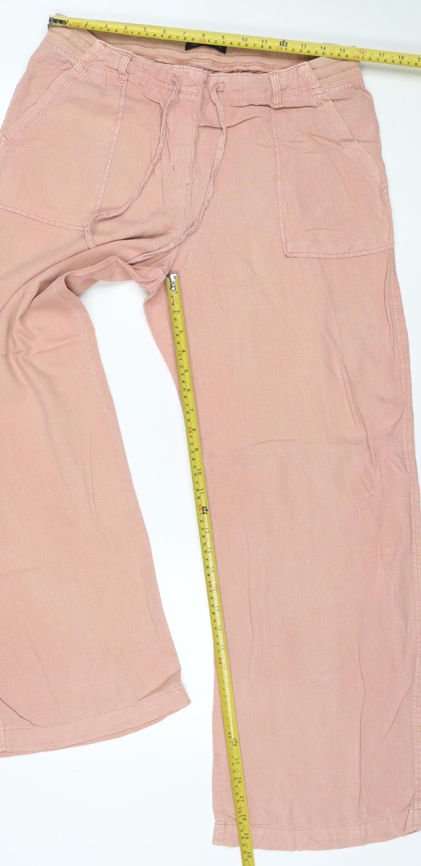 Marks & Spencer Women's Pink UK 14 Drawstring Wide-Leg Trousers