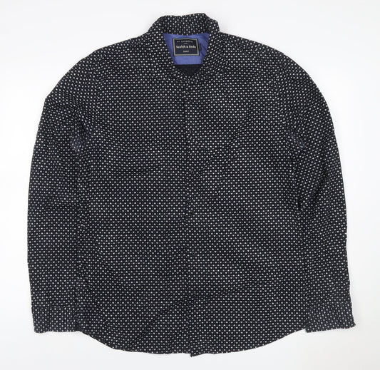 Scotch & Soda Men's Black XL Floral Print Long Sleeve Button-Up Shirt