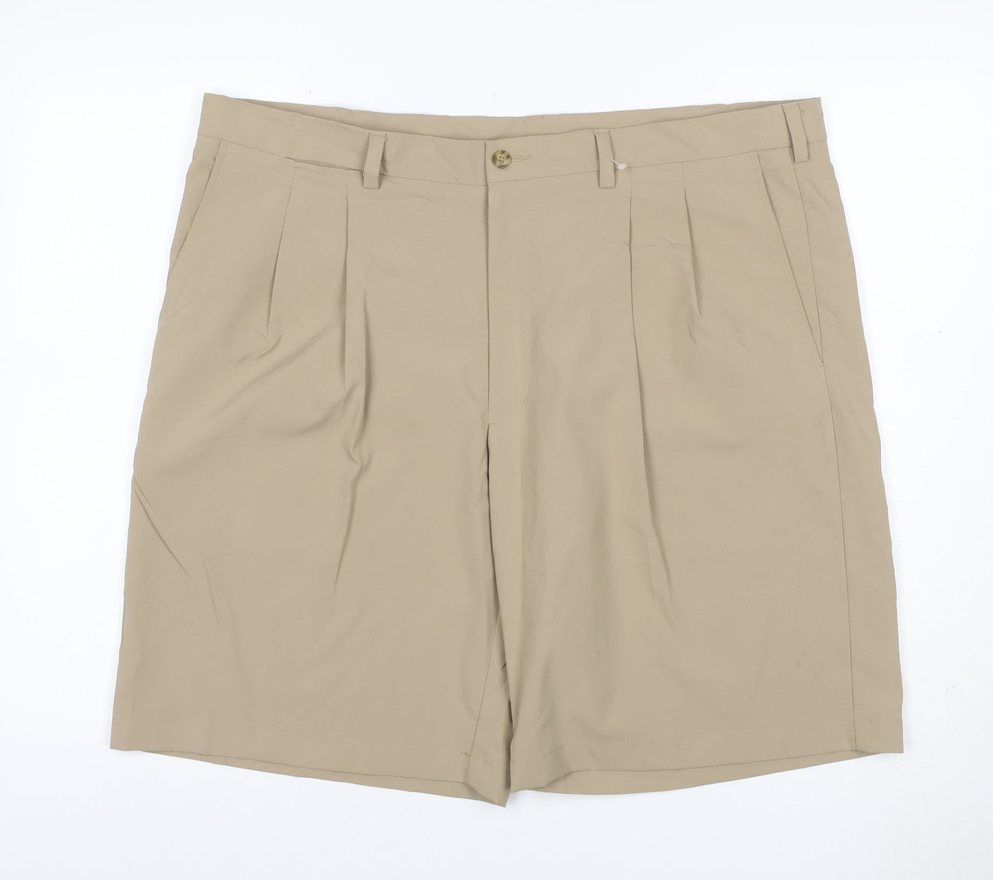 PGA TOUR Men's Beige Size 40 Chino Golf Shorts Flat Front Pockets