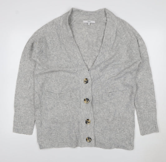 Next Women’s Grey S Button V-Neck Pocket Knit Cardigan